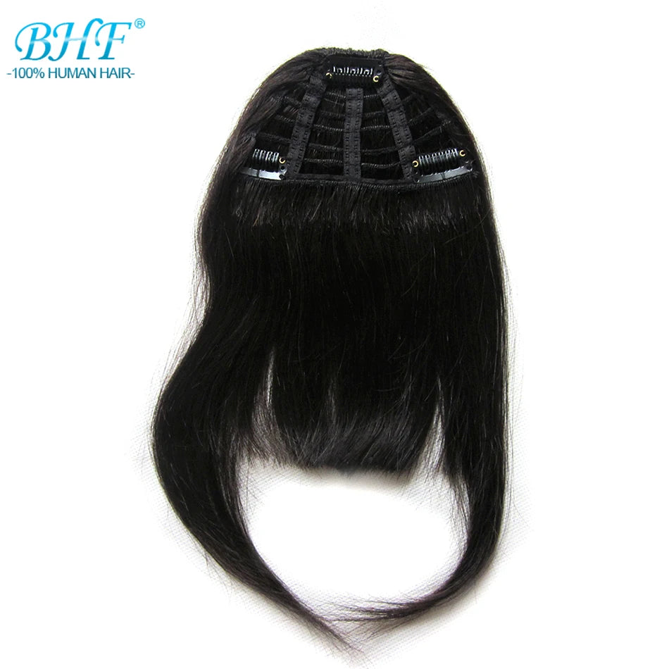 Human Hair Bangs 8inch 20g Front Clips in Straight Remy Natural Fringe