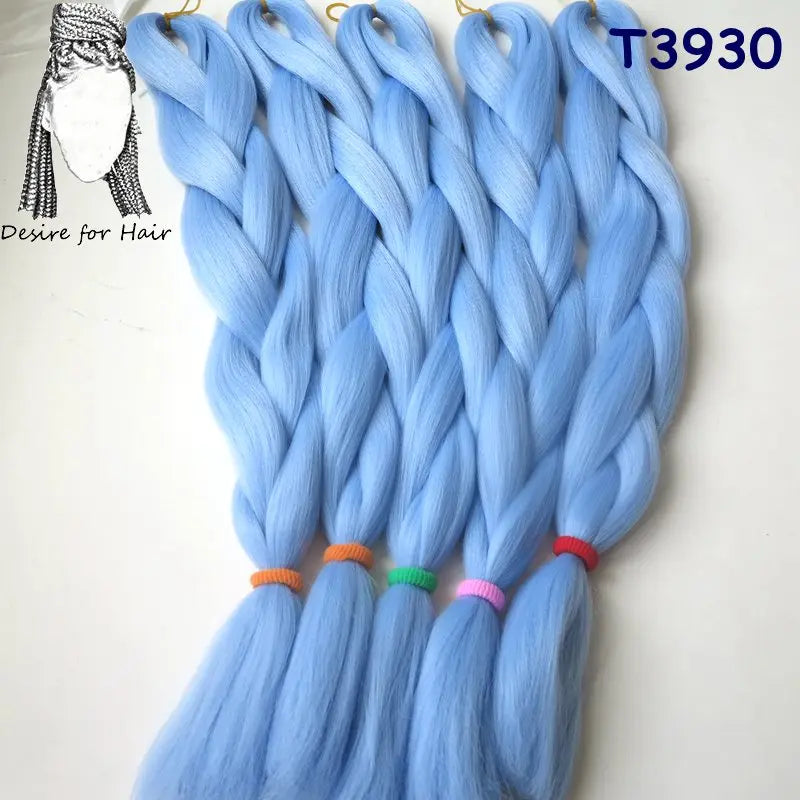 5packs 24inch 80g 90colors Heat Resistant Synthetic Jumbo Braiding Hair Extensions Small