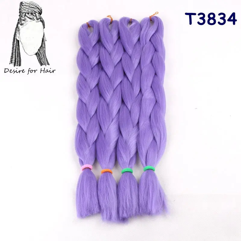 5packs 24inch 80g 90colors Heat Resistant Synthetic Jumbo Braiding Hair Extensions Small