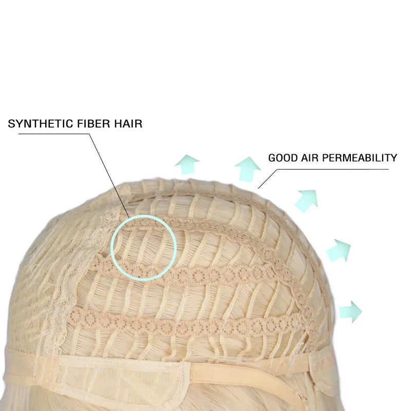 Short Bob Wig Straight White Cosplay Party Costume Temperature Fiber Synthetic Hair