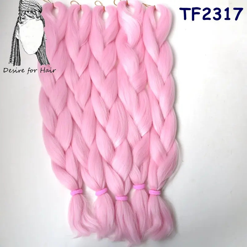 5packs 24inch 80g 90colors Heat Resistant Synthetic Jumbo Braiding Hair Extensions Small