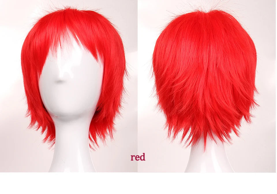 Synthetic Wig Cosplay White Red Green Blue Pink Yellow Hair Short Layer
