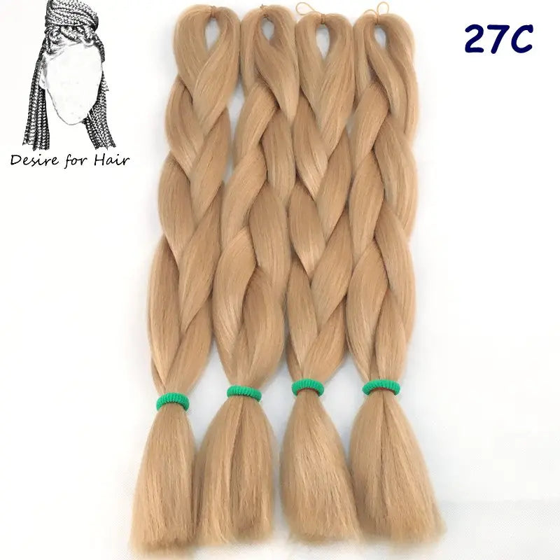 5packs 24inch 80g 90colors Heat Resistant Synthetic Jumbo Braiding Hair Extensions Small