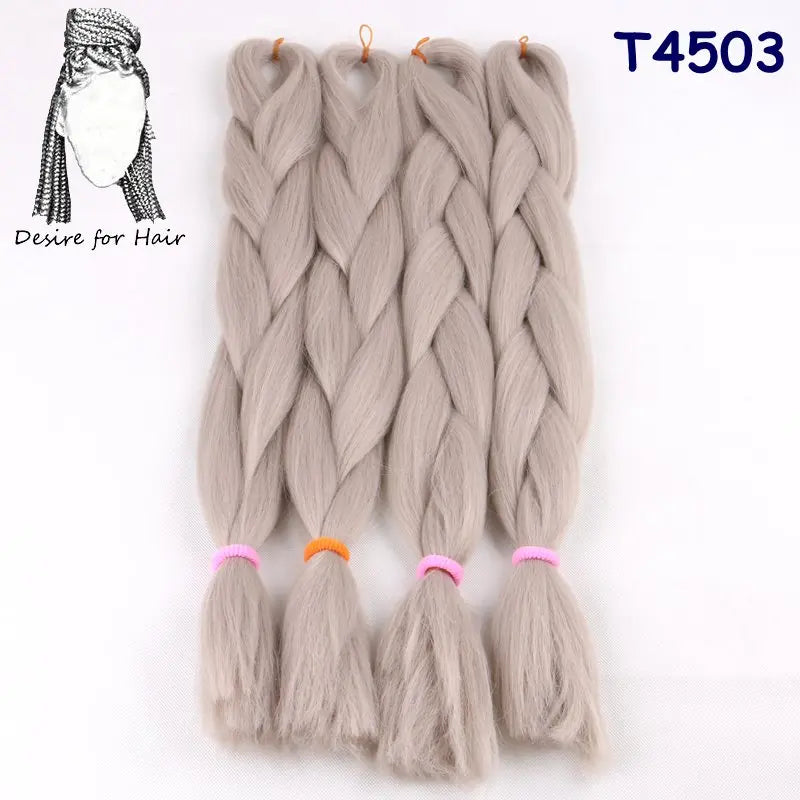 5packs 24inch 80g 90colors Heat Resistant Synthetic Jumbo Braiding Hair Extensions Small
