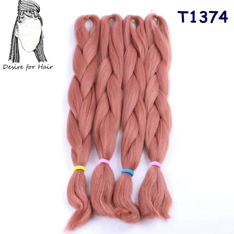 5packs 24inch 80g 90colors Heat Resistant Synthetic Jumbo Braiding Hair Extensions Small