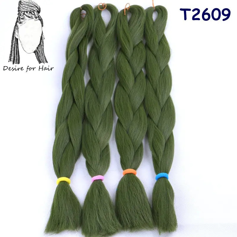 5packs 24inch 80g 90colors Heat Resistant Synthetic Jumbo Braiding Hair Extensions Small