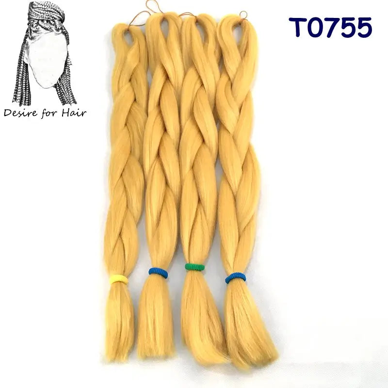 5packs 24inch 80g 90colors Heat Resistant Synthetic Jumbo Braiding Hair Extensions Small