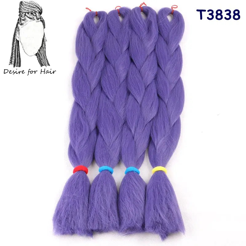 5packs 24inch 80g 90colors Heat Resistant Synthetic Jumbo Braiding Hair Extensions Small