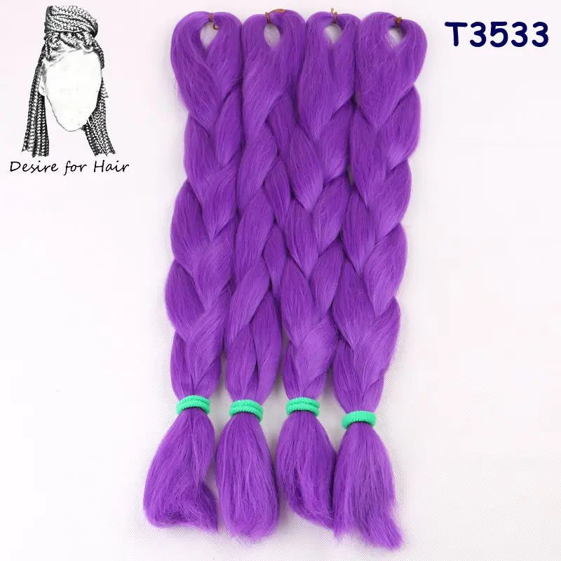 5packs 24inch 80g 90colors Heat Resistant Synthetic Jumbo Braiding Hair Extensions Small