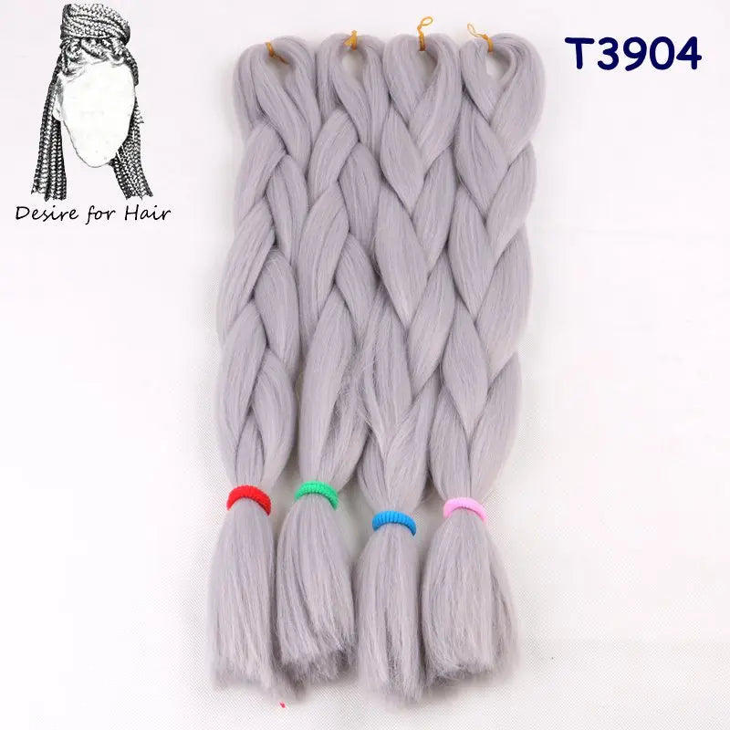 5packs 24inch 80g 90colors Heat Resistant Synthetic Jumbo Braiding Hair Extensions Small