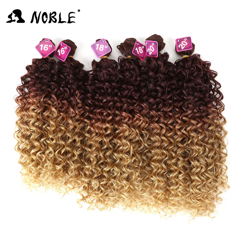 Afro Kinky Curly Hair Weave 16-20 inch 7Pieces/lot Synthetic Hair Bundles With Closure Middle Part Lace Closure
