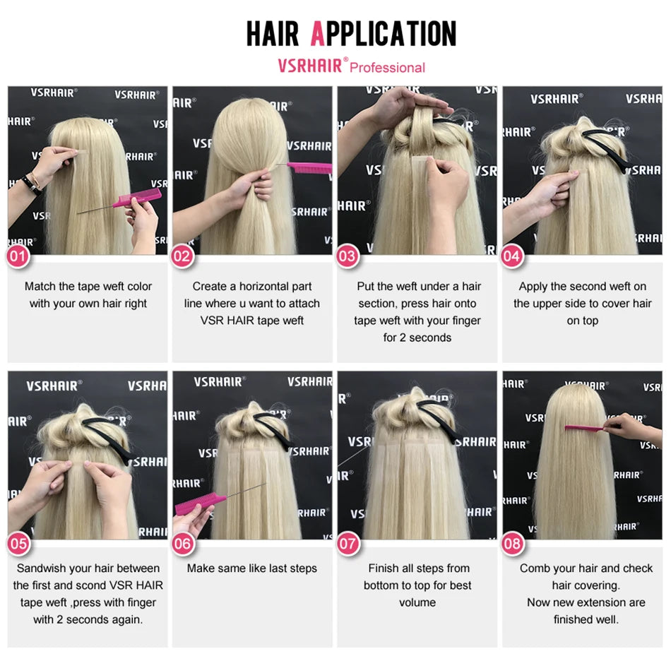 Piano Color Tape In Human Hair Extensions 100% Human Hair Tape Ins Length 14-24inch 2g/sheet 20pcs/pack