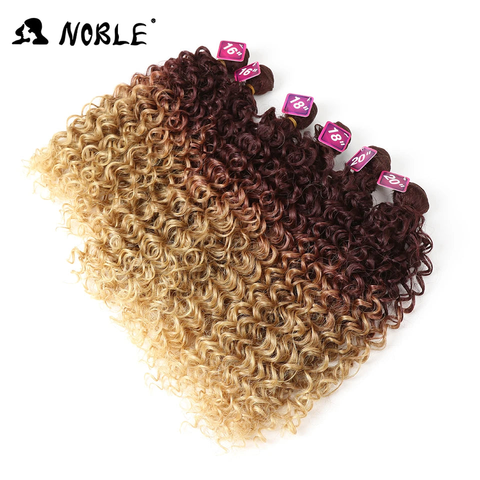 Afro Kinky Curly Hair Weave 16-20 inch 7Pieces/lot Synthetic Hair Bundles With Closure Middle Part Lace Closure