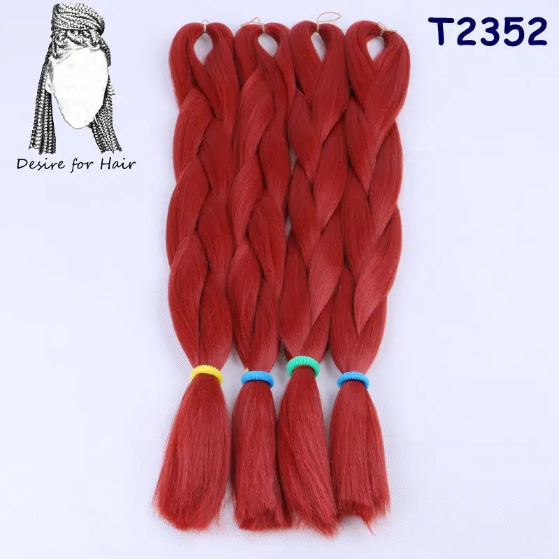 5packs 24inch 80g 90colors Heat Resistant Synthetic Jumbo Braiding Hair Extensions Small