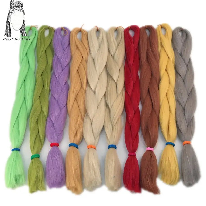 5packs 24inch 80g 90colors Heat Resistant Synthetic Jumbo Braiding Hair Extensions Small