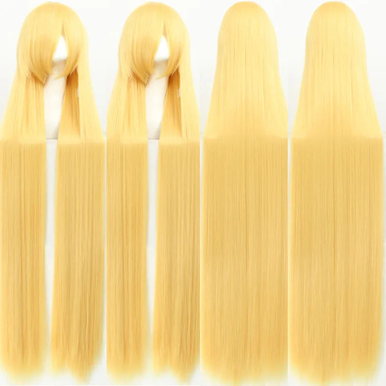Black Long Straight High Temperature Fibre Synthetic Party Cosplay Costume Wig, 150cm