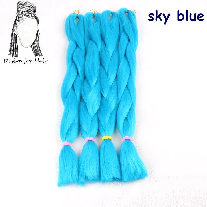 5packs 24inch 80g 90colors Heat Resistant Synthetic Jumbo Braiding Hair Extensions Small