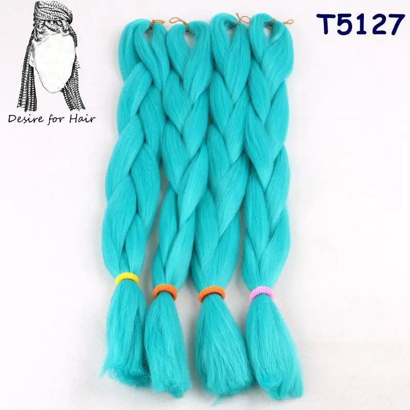 5packs 24inch 80g 90colors Heat Resistant Synthetic Jumbo Braiding Hair Extensions Small