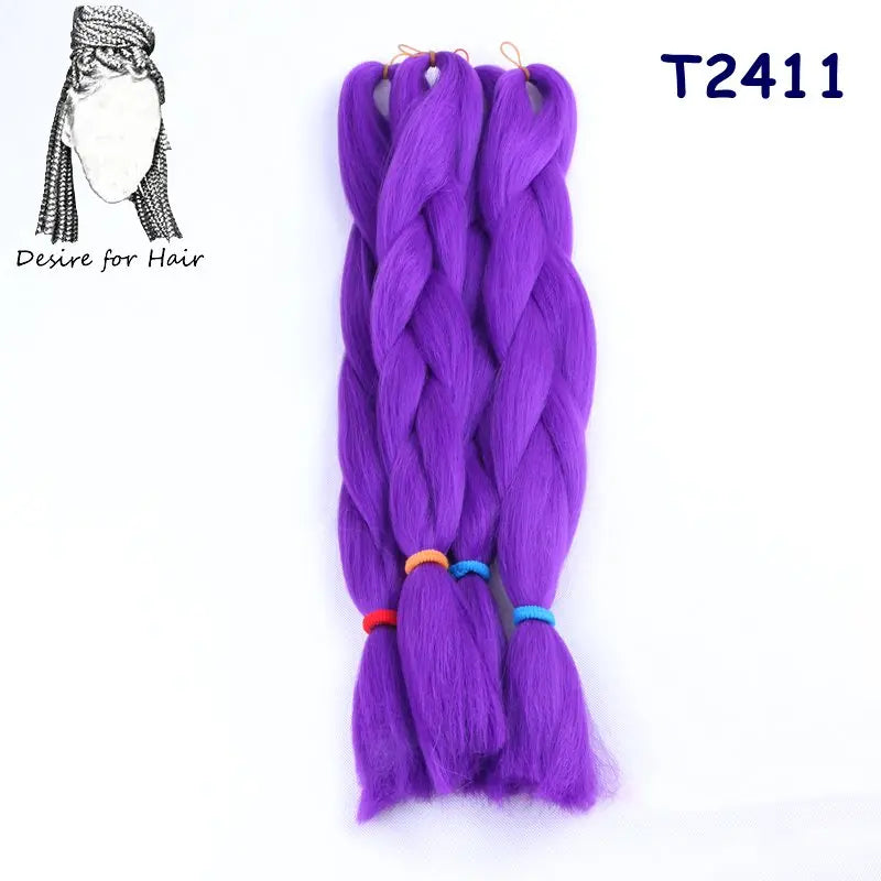 5packs 24inch 80g 90colors Heat Resistant Synthetic Jumbo Braiding Hair Extensions Small