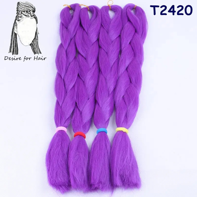 5packs 24inch 80g 90colors Heat Resistant Synthetic Jumbo Braiding Hair Extensions Small