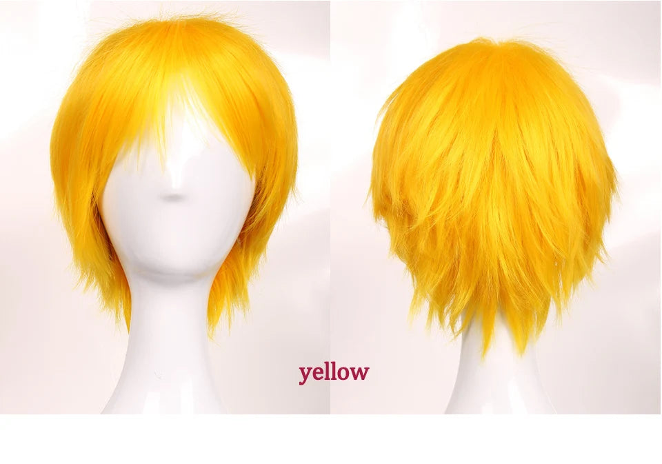 Synthetic Wig Cosplay White Red Green Blue Pink Yellow Hair Short Layer