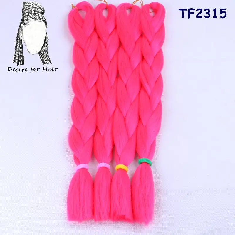 5packs 24inch 80g 90colors Heat Resistant Synthetic Jumbo Braiding Hair Extensions Small