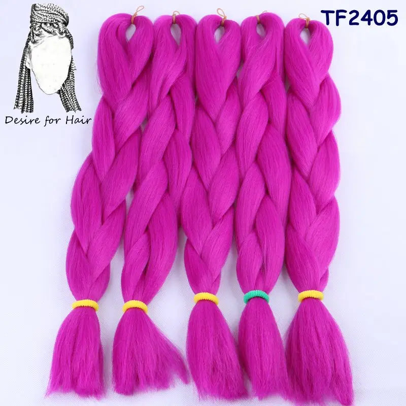 5packs 24inch 80g 90colors Heat Resistant Synthetic Jumbo Braiding Hair Extensions Small