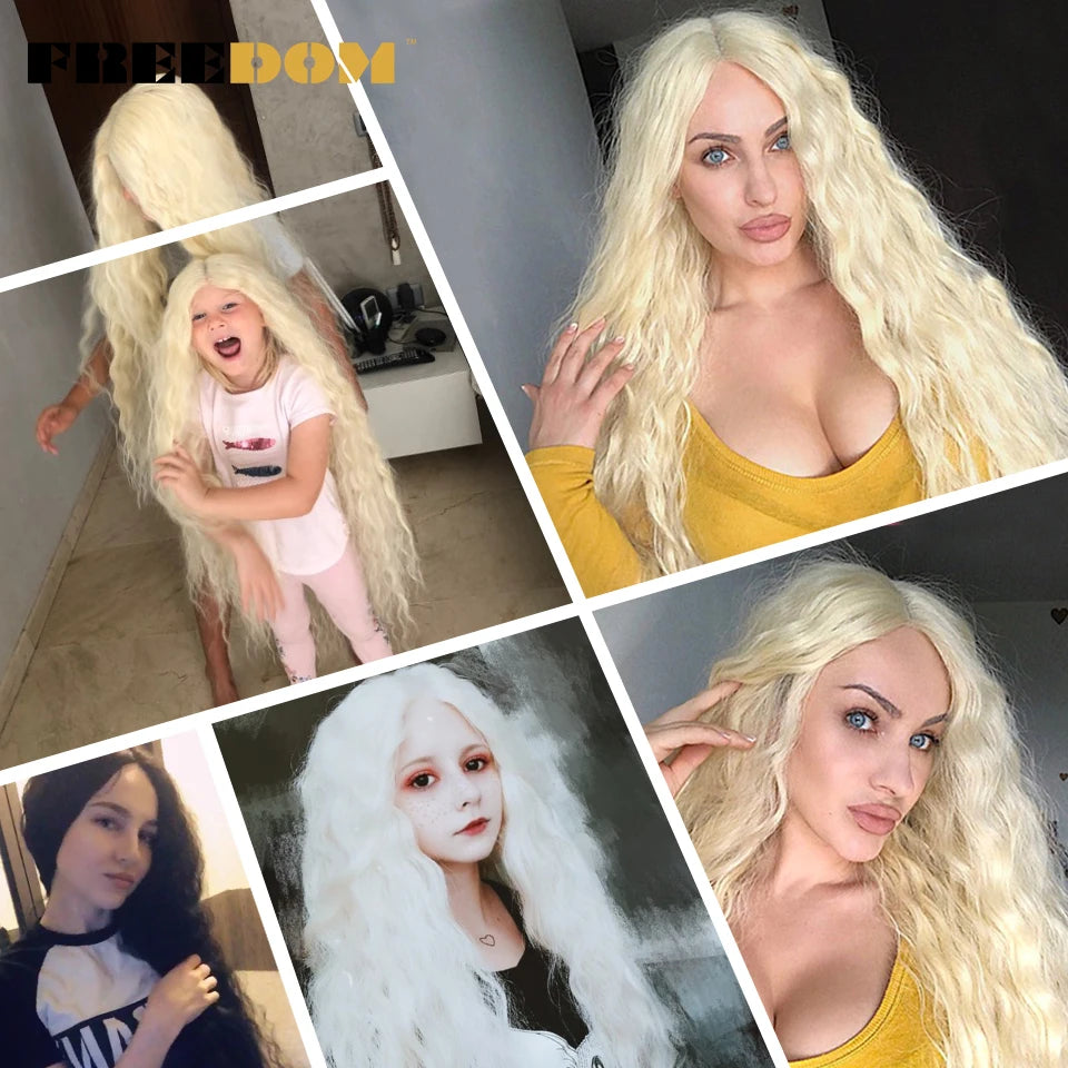 Synthetic Lace Frontal Wig Long Curly Ombre Brown Highlight Ginger White Pink