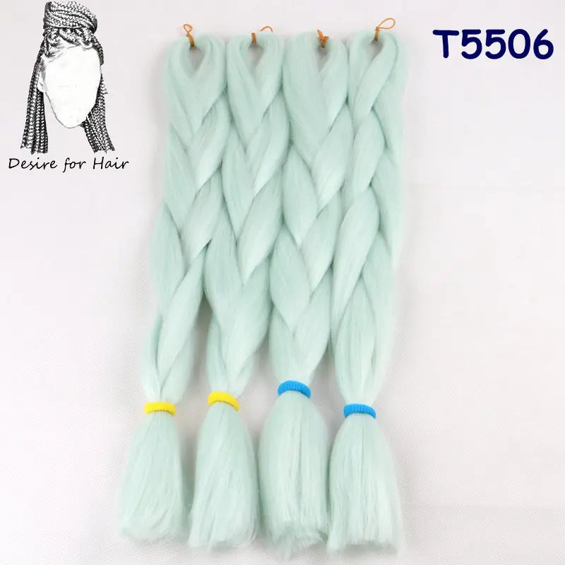 5packs 24inch 80g 90colors Heat Resistant Synthetic Jumbo Braiding Hair Extensions Small