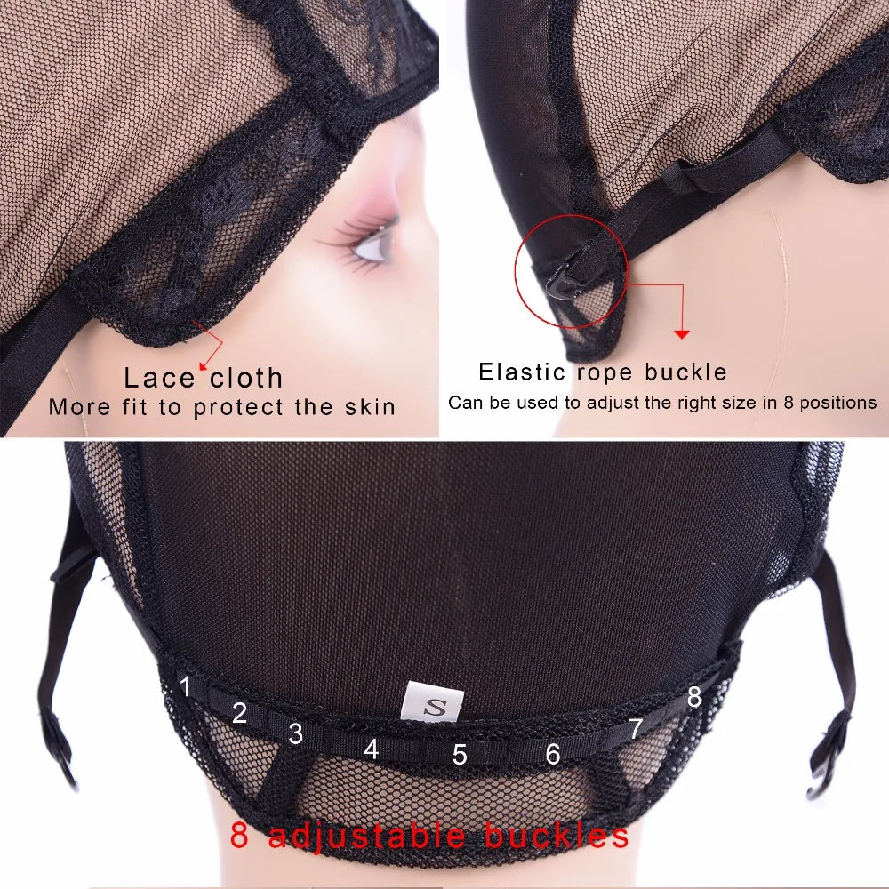 Wig Cap Making Adjustable Strap On Back Glueless Weaving Hair Net Hairnets