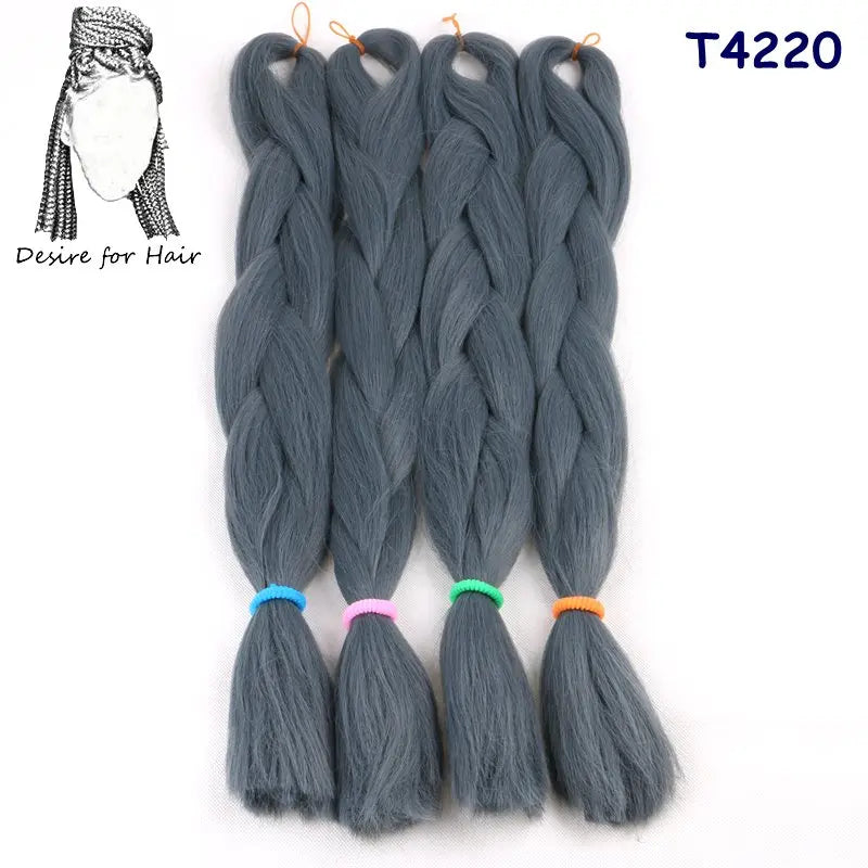 5packs 24inch 80g 90colors Heat Resistant Synthetic Jumbo Braiding Hair Extensions Small