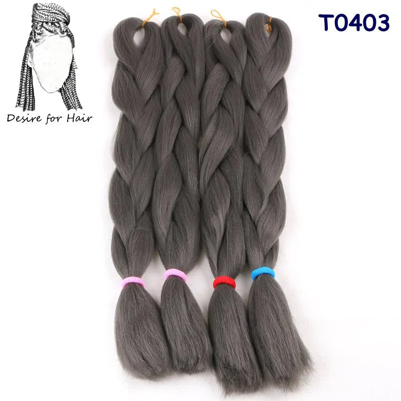 5packs 24inch 80g 90colors Heat Resistant Synthetic Jumbo Braiding Hair Extensions Small