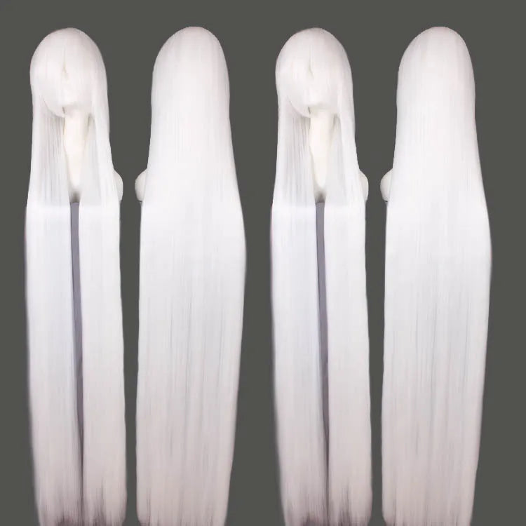 Black Long Straight High Temperature Fibre Synthetic Party Cosplay Costume Wig, 150cm