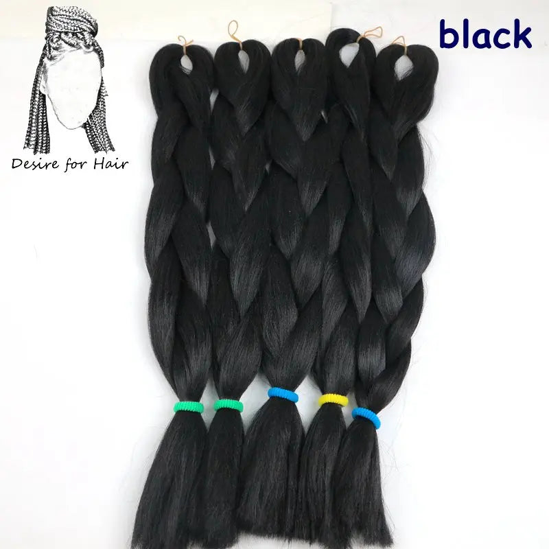 5packs 24inch 80g 90colors Heat Resistant Synthetic Jumbo Braiding Hair Extensions Small