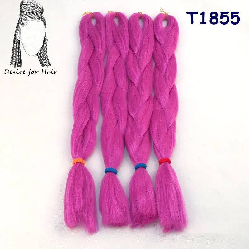 5packs 24inch 80g 90colors Heat Resistant Synthetic Jumbo Braiding Hair Extensions Small