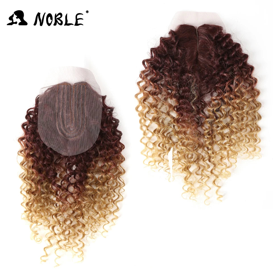 Afro Kinky Curly Hair Weave 16-20 inch 7Pieces/lot Synthetic Hair Bundles With Closure Middle Part Lace Closure