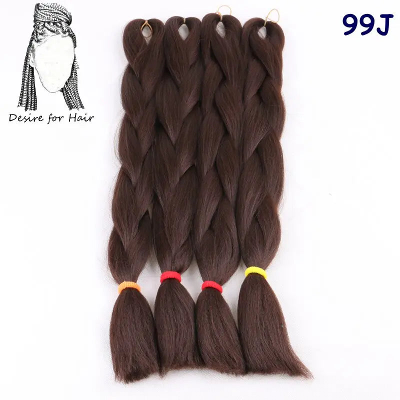 5packs 24inch 80g 90colors Heat Resistant Synthetic Jumbo Braiding Hair Extensions Small