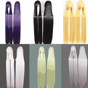 Black Long Straight High Temperature Fibre Synthetic Party Cosplay Costume Wig, 150cm