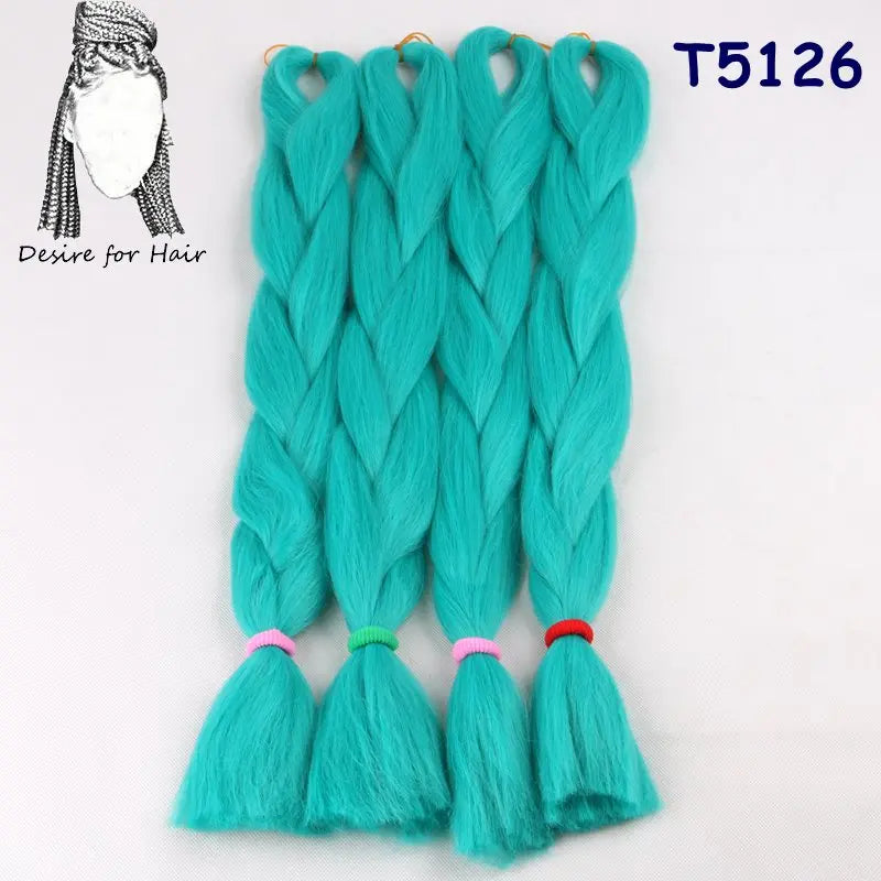 5packs 24inch 80g 90colors Heat Resistant Synthetic Jumbo Braiding Hair Extensions Small