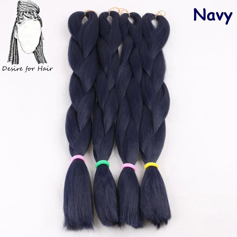 5packs 24inch 80g 90colors Heat Resistant Synthetic Jumbo Braiding Hair Extensions Small