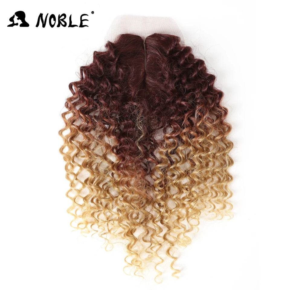 Afro Kinky Curly Hair Weave 16-20 inch 7Pieces/lot Synthetic Hair Bundles With Closure Middle Part Lace Closure