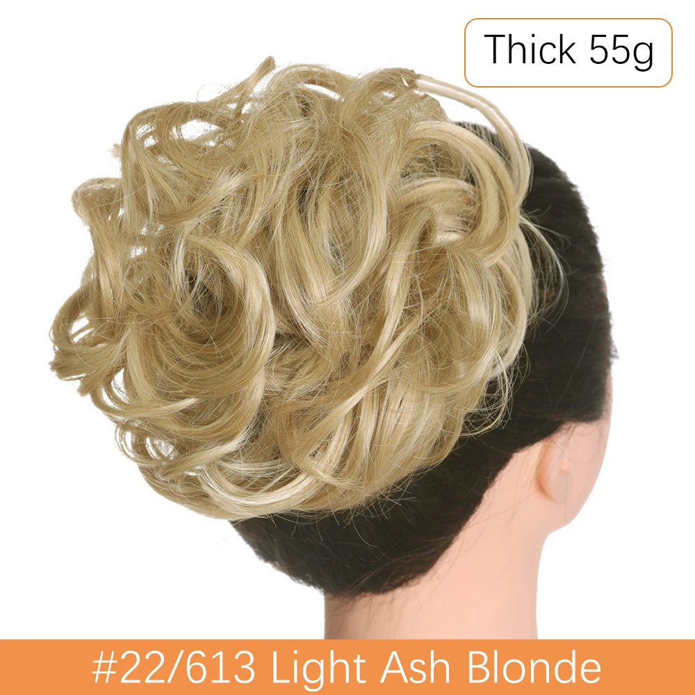 Synthetic Messy Bun Chignon Scrunchies, Wrap Curly Ponytail Hairpiece