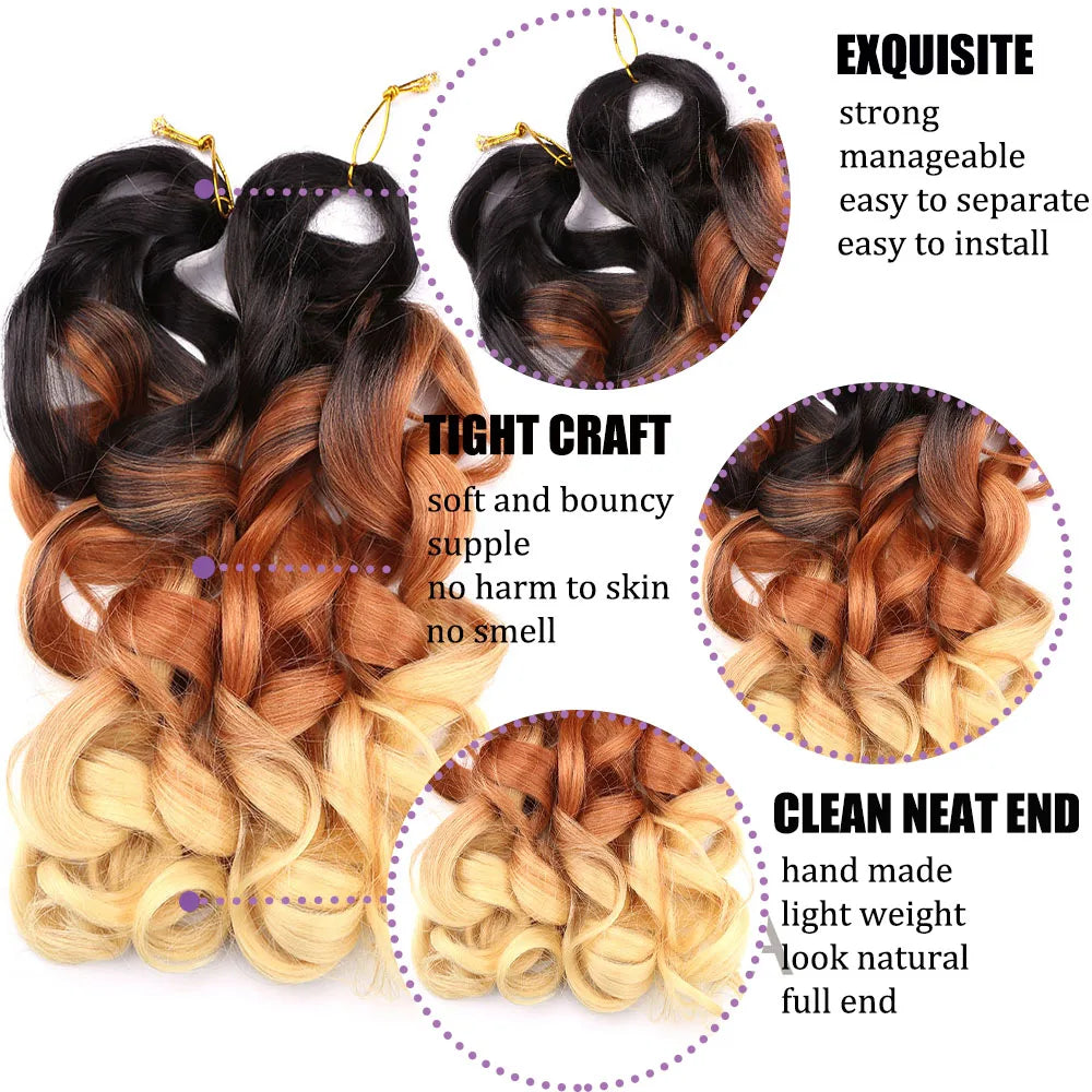 Synthetic Spiral Curls Loose Wave Crochet Hair Braids Pre Stretched Braiding Extensions