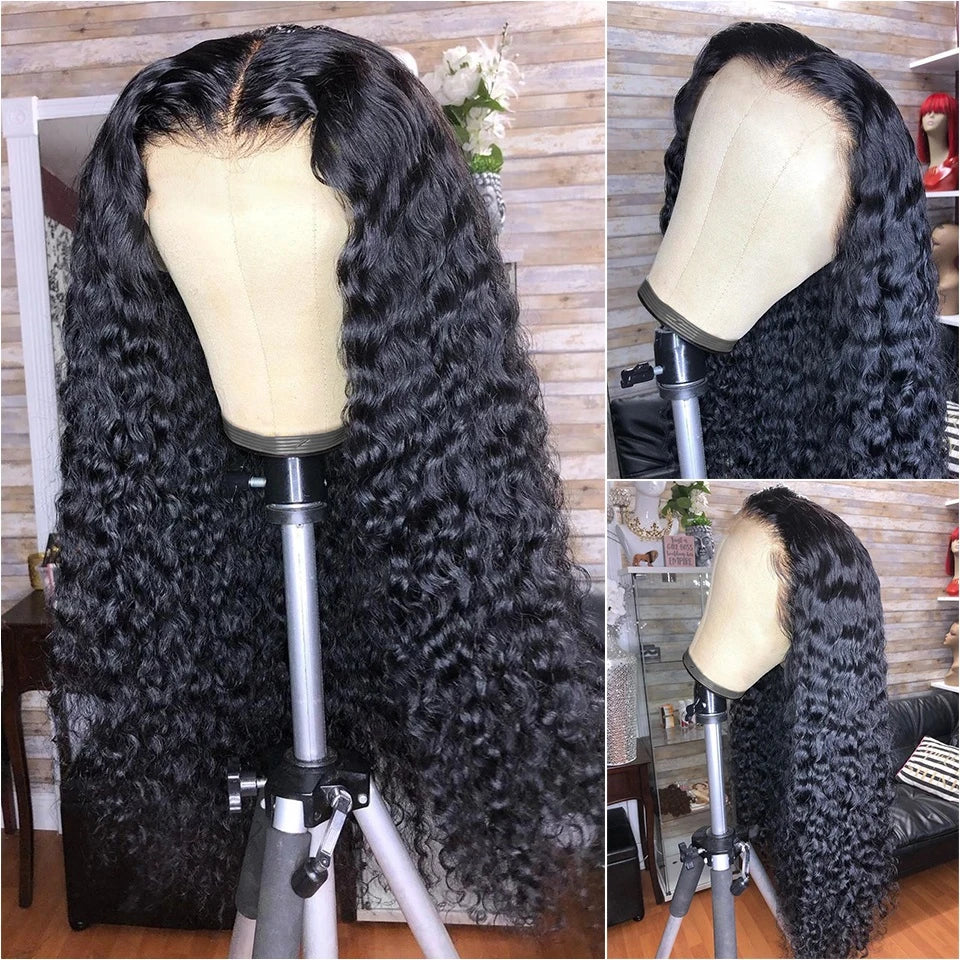 250% Density HD Deep Wave 13x6 Lace Front Human Hair Wig, 30-46 Inch, Wet and Wavy