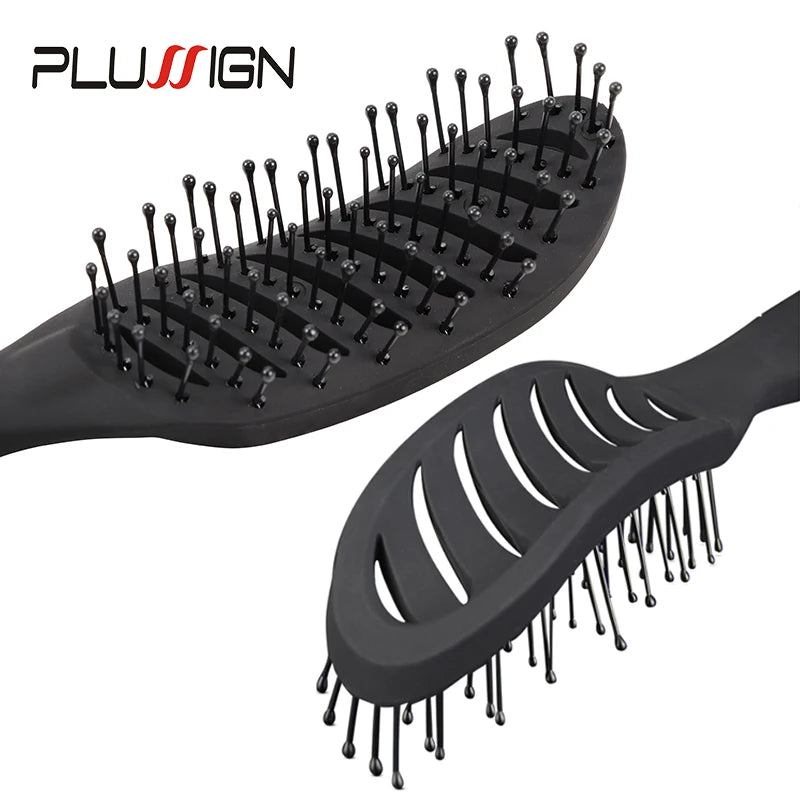 Styling Curly Hair Brush Salon Massager Comb Detangling Drying Anti Static Curved