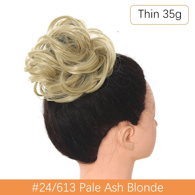 Synthetic Messy Bun Chignon Scrunchies, Wrap Curly Ponytail Hairpiece