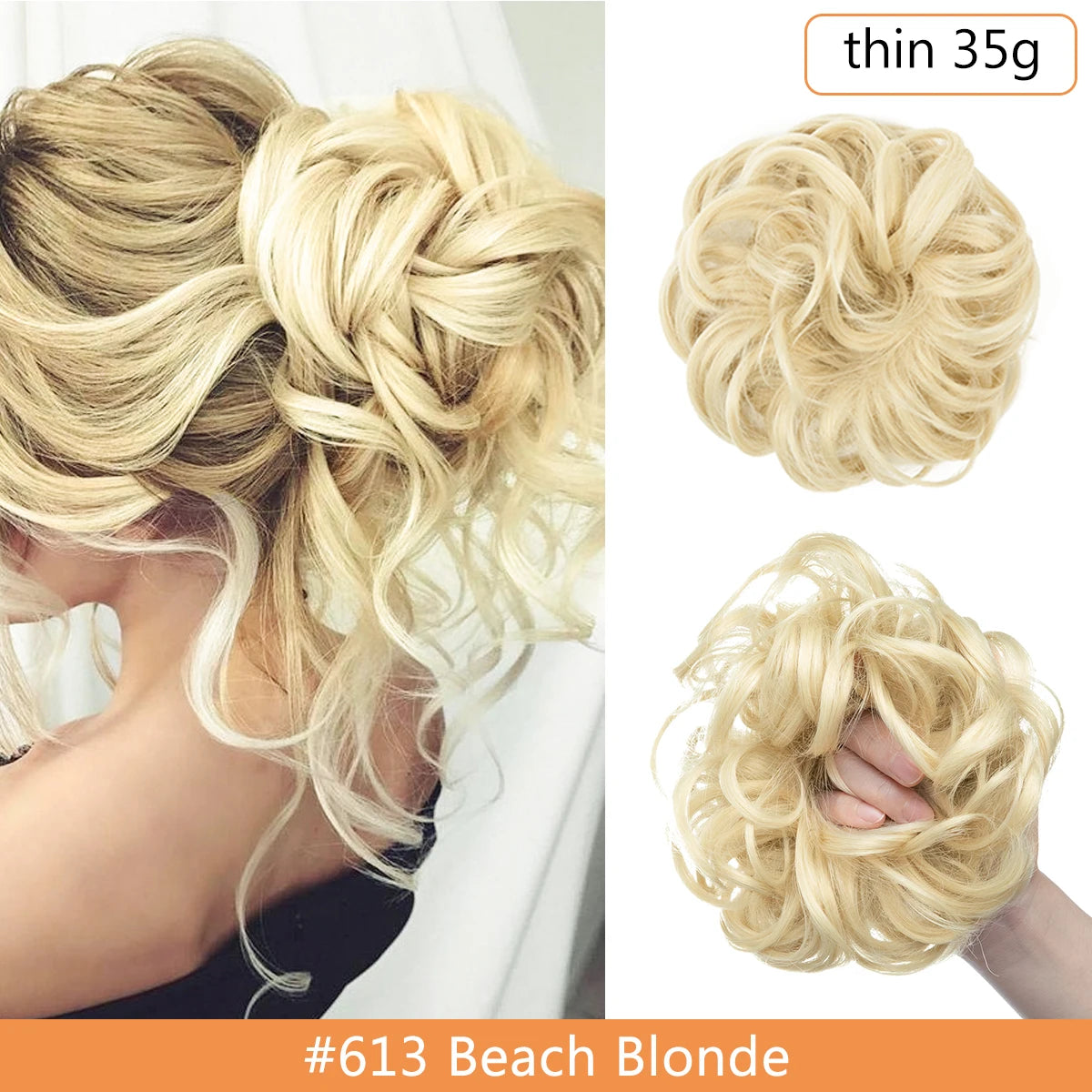 Synthetic Messy Bun Chignon Scrunchies, Wrap Curly Ponytail Hairpiece