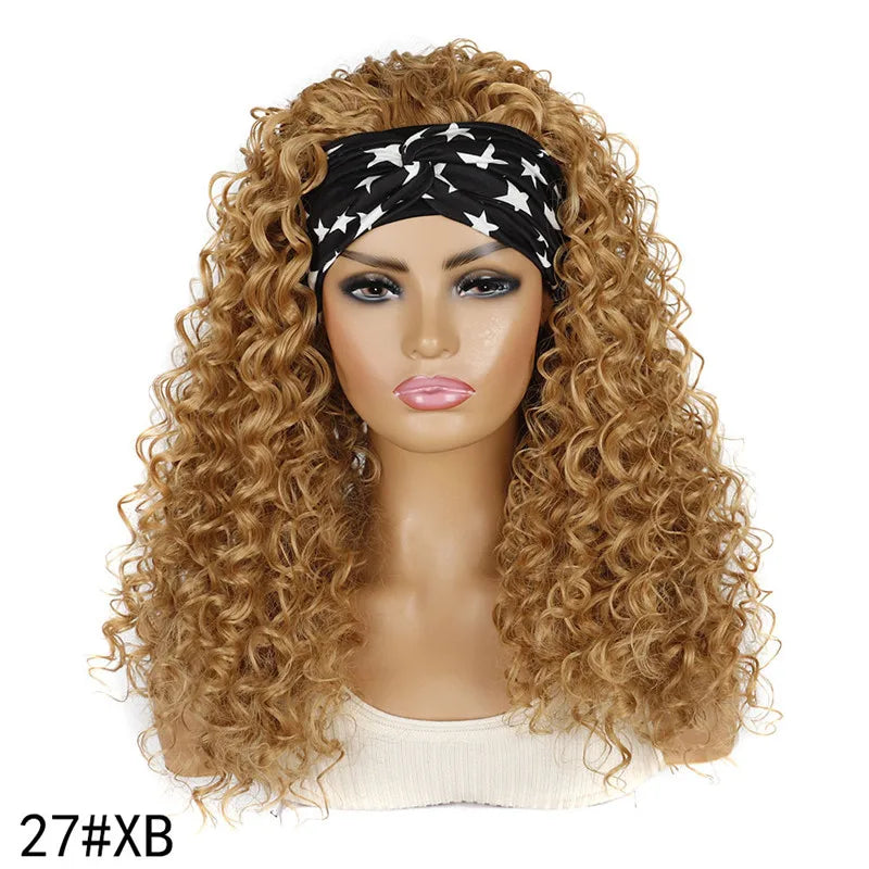 Synthetic Deep Curly Wigs Headband Wig Female Black/613/27/99J Blonde Wig Women Headband Wigs