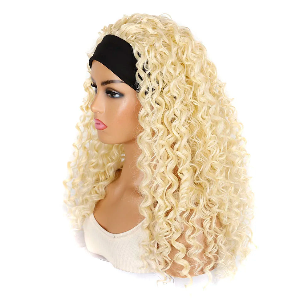 Synthetic Deep Curly Wigs Headband Wig Female Black/613/27/99J Blonde Wig Women Headband Wigs