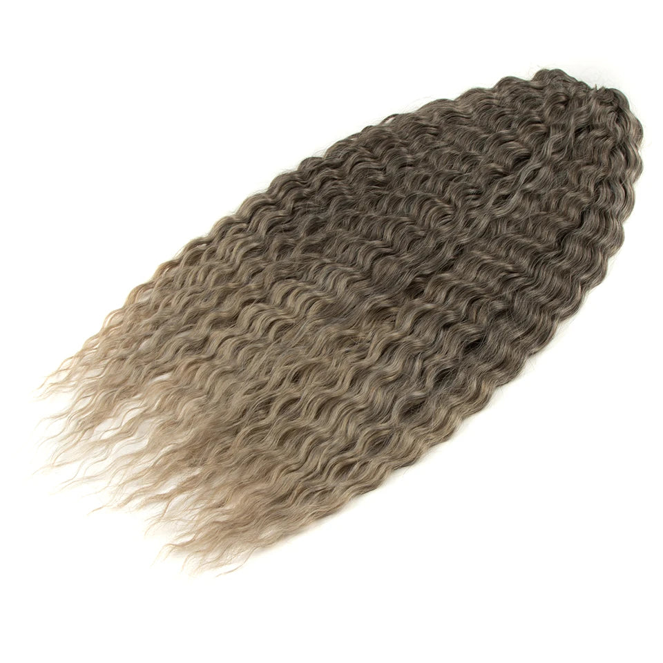 Synthetic Twist Crochet Curly Hair Water Wave Braid Ombre Blonde Brown Deep